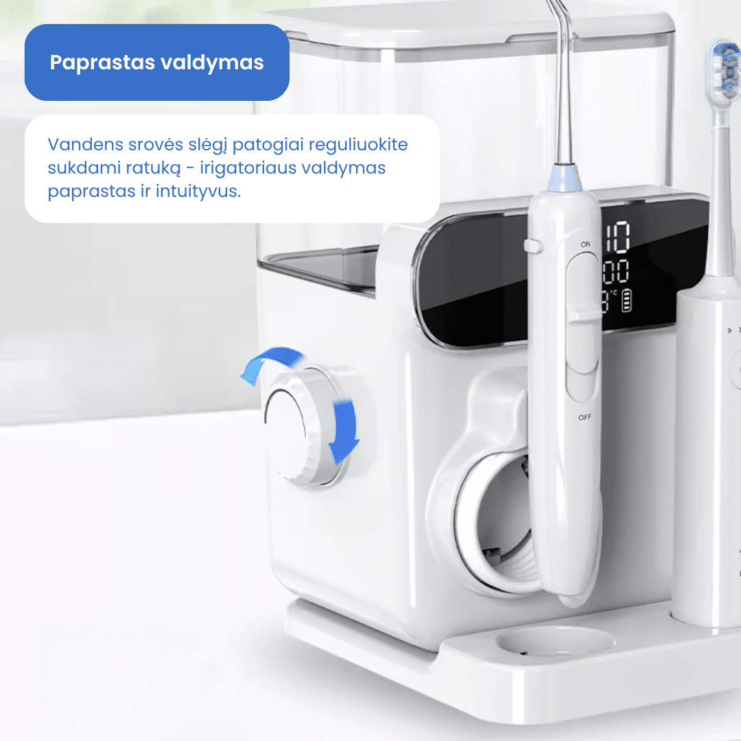 Burnos irigatorius ir elektrinis dantų šepetėlis 2in1 Wesmile AquaCare Pro - Image 4