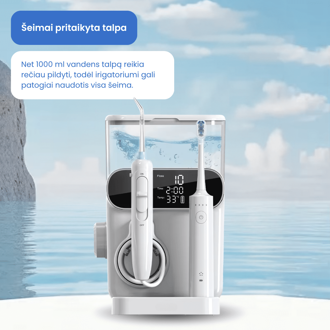 Burnos irigatorius ir elektrinis dantų šepetėlis 2in1 Wesmile AquaCare Pro - Image 8