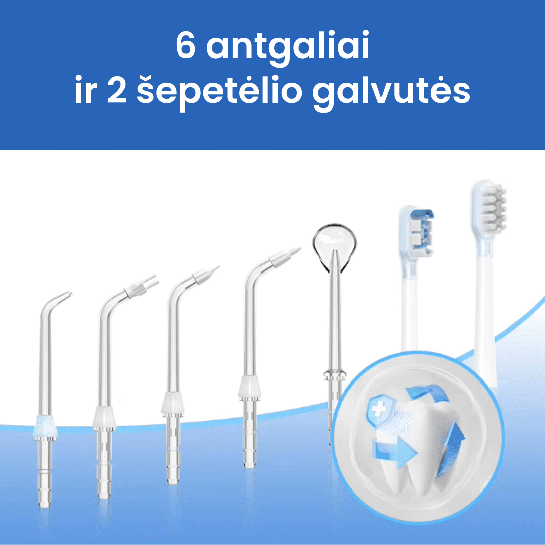 Burnos irigatorius ir elektrinis dantų šepetėlis 2in1 Wesmile AquaCare Pro - Image 10