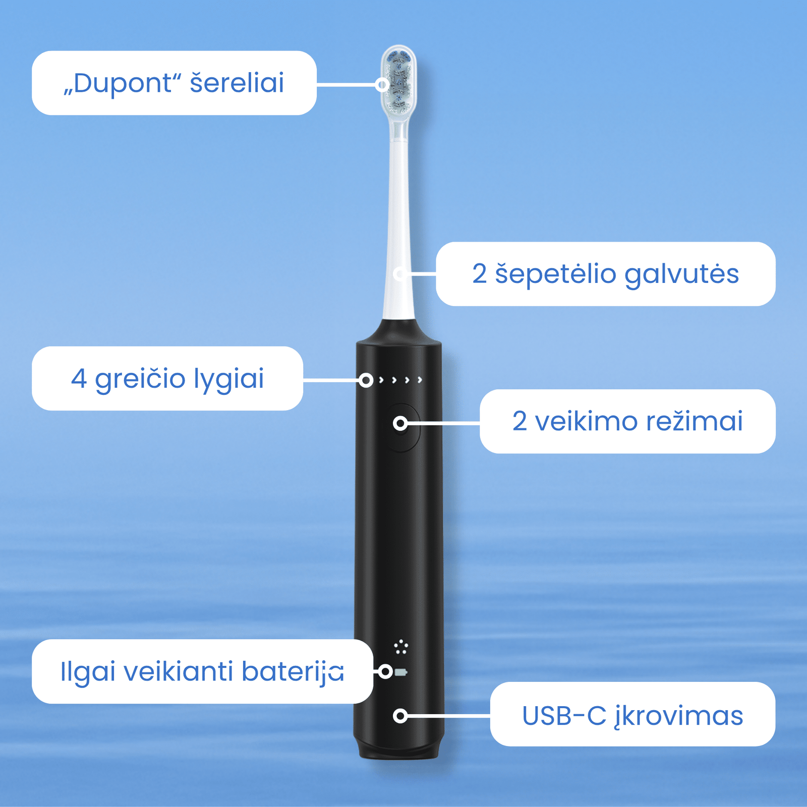 Elektrinis dantų šepetėlis Wesmile GlowDent S3 - Image 14