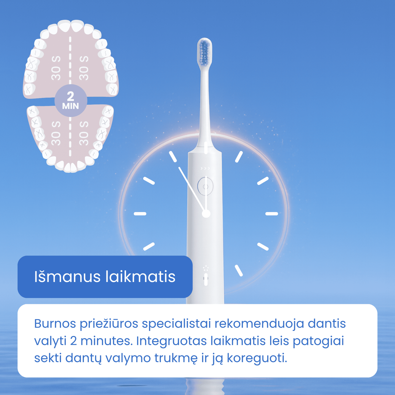 Elektrinis dantų šepetėlis Wesmile GlowDent S3 - Image 9