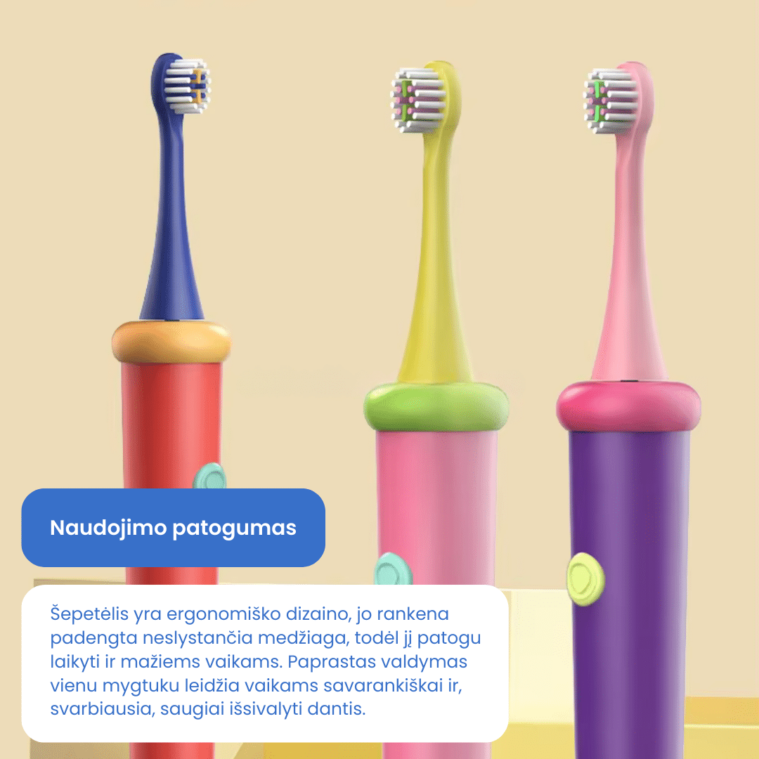 Elektrinis dantų šepetėlis vaikams Wesmile GentleCare - Image 8